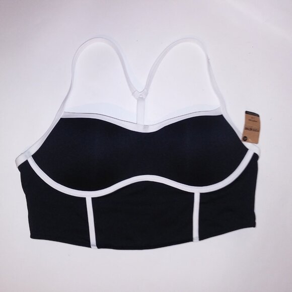 Victoria Secret PINK Sports Bra Push Up Ultimate Black White Long Line Padded Ra - Picture 4 of 10